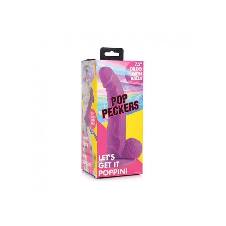 DILDO POP PECKERS 7.5 INCH DILDO W BALLS PURPLE